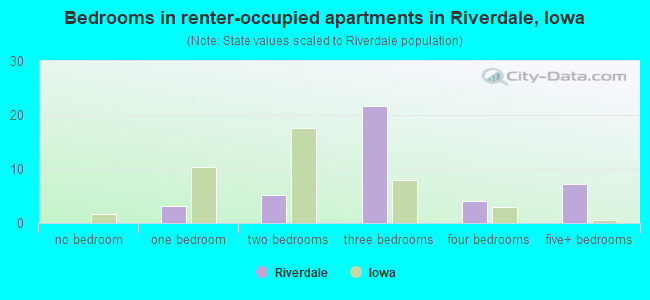 Bedrooms in renter-occupied apartments in Riverdale, Iowa