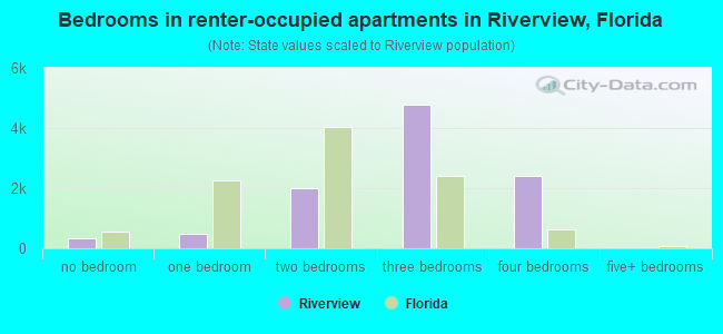 Bedrooms in renter-occupied apartments in Riverview, Florida