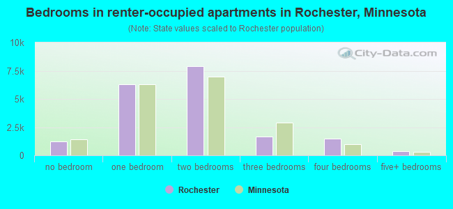 Bedrooms in renter-occupied apartments in Rochester, Minnesota