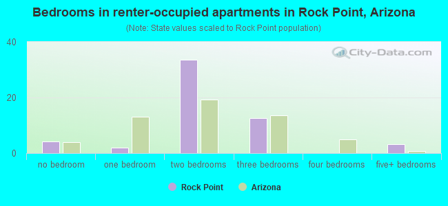 Bedrooms in renter-occupied apartments in Rock Point, Arizona