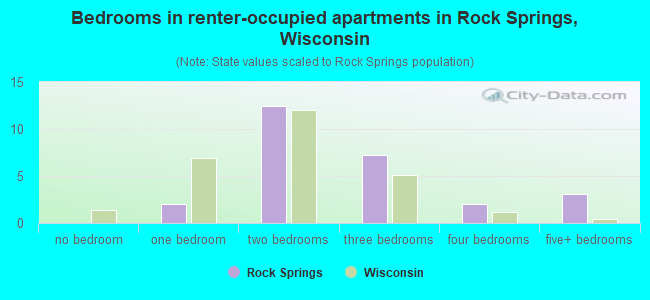 Bedrooms in renter-occupied apartments in Rock Springs, Wisconsin