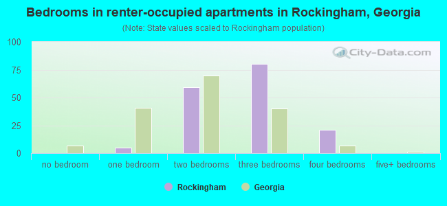 Bedrooms in renter-occupied apartments in Rockingham, Georgia