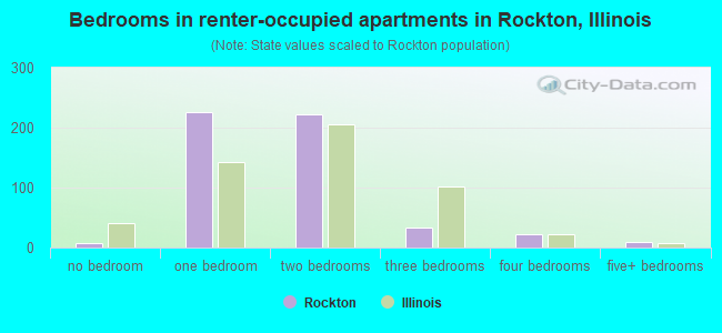 Bedrooms in renter-occupied apartments in Rockton, Illinois