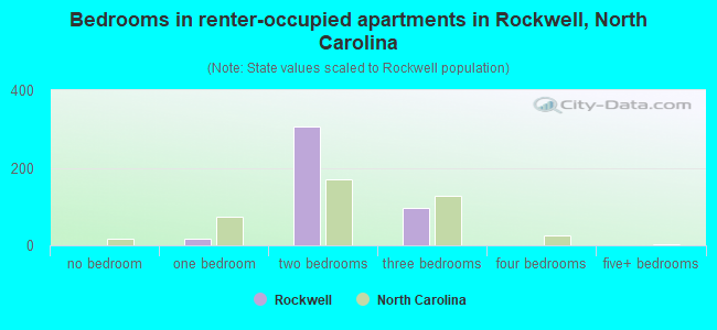 Bedrooms in renter-occupied apartments in Rockwell, North Carolina