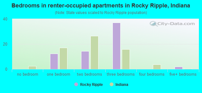 Bedrooms in renter-occupied apartments in Rocky Ripple, Indiana