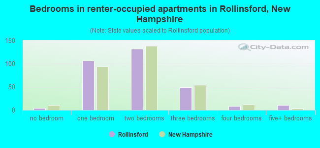 Bedrooms in renter-occupied apartments in Rollinsford, New Hampshire