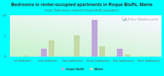 Bedrooms in renter-occupied apartments in Roque Bluffs, Maine