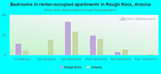 Bedrooms in renter-occupied apartments in Rough Rock, Arizona