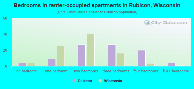 Bedrooms in renter-occupied apartments in Rubicon, Wisconsin