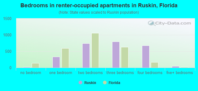 Bedrooms in renter-occupied apartments in Ruskin, Florida