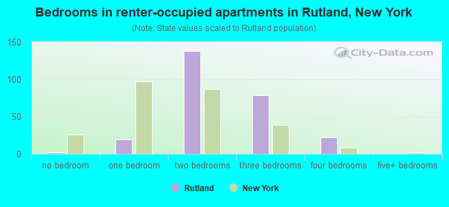 Bedrooms in renter-occupied apartments in Rutland, New York