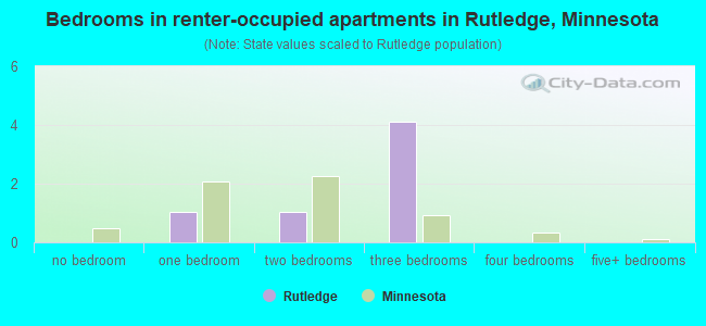 Bedrooms in renter-occupied apartments in Rutledge, Minnesota