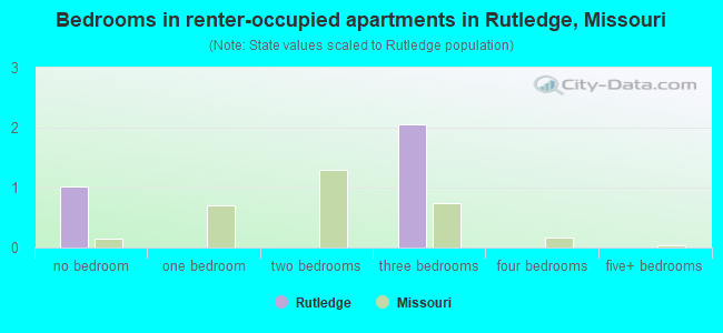 Bedrooms in renter-occupied apartments in Rutledge, Missouri