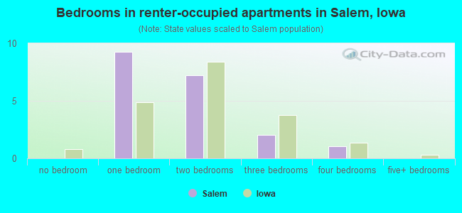 Bedrooms in renter-occupied apartments in Salem, Iowa