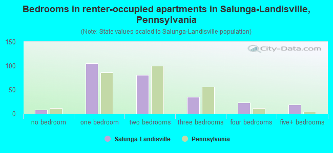 Bedrooms in renter-occupied apartments in Salunga-Landisville, Pennsylvania