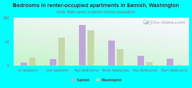 Bedrooms in renter-occupied apartments in Samish, Washington