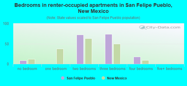 Bedrooms in renter-occupied apartments in San Felipe Pueblo, New Mexico