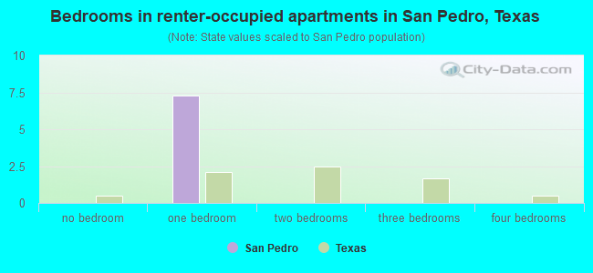 Bedrooms in renter-occupied apartments in San Pedro, Texas