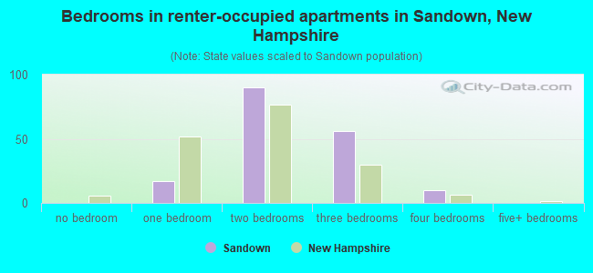 Bedrooms in renter-occupied apartments in Sandown, New Hampshire