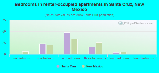 Bedrooms in renter-occupied apartments in Santa Cruz, New Mexico
