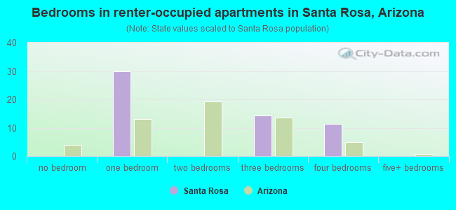 Bedrooms in renter-occupied apartments in Santa Rosa, Arizona