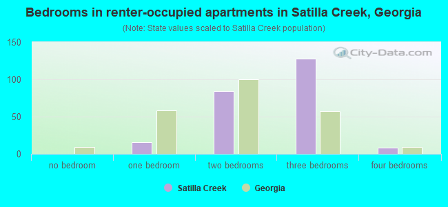Bedrooms in renter-occupied apartments in Satilla Creek, Georgia