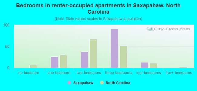 Bedrooms in renter-occupied apartments in Saxapahaw, North Carolina