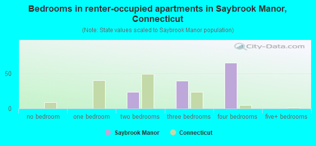 Bedrooms in renter-occupied apartments in Saybrook Manor, Connecticut