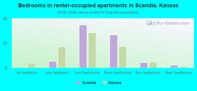 Bedrooms in renter-occupied apartments in Scandia, Kansas