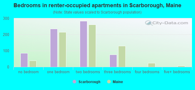 Bedrooms in renter-occupied apartments in Scarborough, Maine