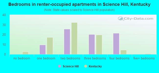 Bedrooms in renter-occupied apartments in Science Hill, Kentucky