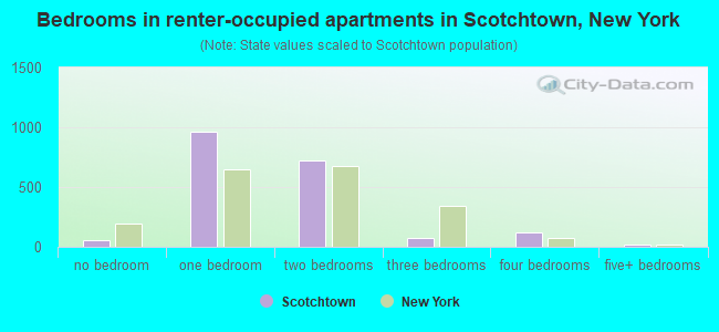 Bedrooms in renter-occupied apartments in Scotchtown, New York