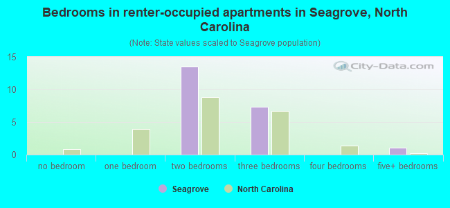 Bedrooms in renter-occupied apartments in Seagrove, North Carolina