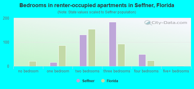 Bedrooms in renter-occupied apartments in Seffner, Florida