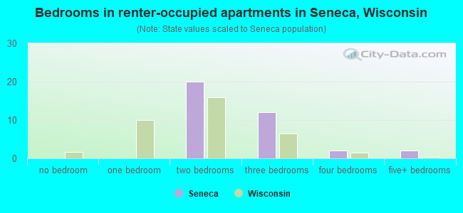Bedrooms in renter-occupied apartments in Seneca, Wisconsin