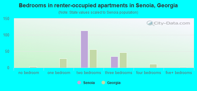 Bedrooms in renter-occupied apartments in Senoia, Georgia