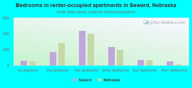 Bedrooms in renter-occupied apartments in Seward, Nebraska