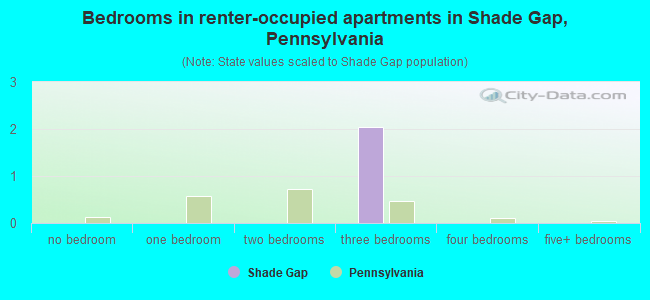 Bedrooms in renter-occupied apartments in Shade Gap, Pennsylvania