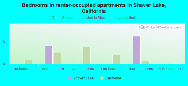 Bedrooms in renter-occupied apartments in Shaver Lake, California