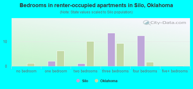 Bedrooms in renter-occupied apartments in Silo, Oklahoma