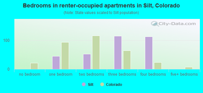 Bedrooms in renter-occupied apartments in Silt, Colorado