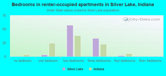 Bedrooms in renter-occupied apartments in Silver Lake, Indiana