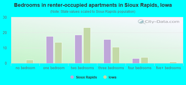 Bedrooms in renter-occupied apartments in Sioux Rapids, Iowa