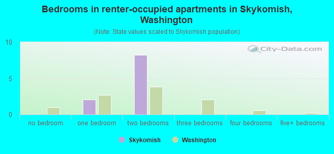 Bedrooms in renter-occupied apartments in Skykomish, Washington