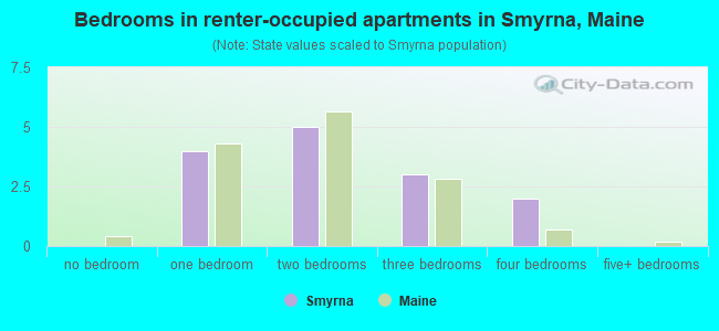 Bedrooms in renter-occupied apartments in Smyrna, Maine