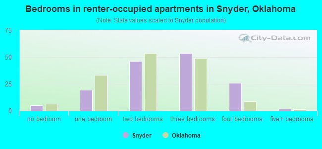Bedrooms in renter-occupied apartments in Snyder, Oklahoma