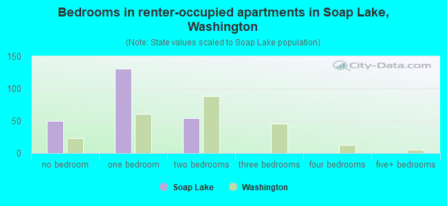 Bedrooms in renter-occupied apartments in Soap Lake, Washington