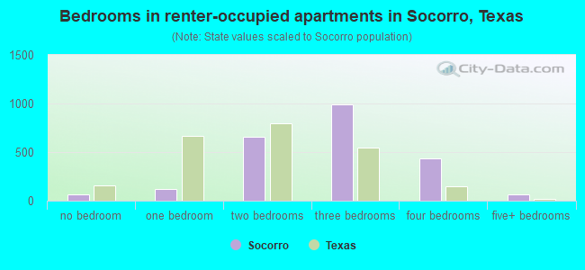 Bedrooms in renter-occupied apartments in Socorro, Texas