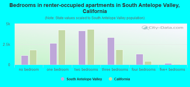 Bedrooms in renter-occupied apartments in South Antelope Valley, California