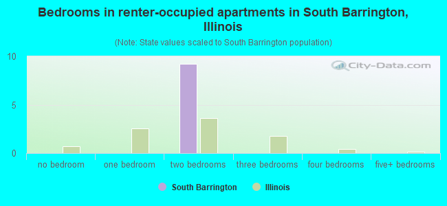 Bedrooms in renter-occupied apartments in South Barrington, Illinois